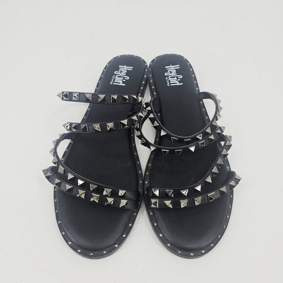 Corkys Hey Girl Beach Please Black Studded Slip-on Strappy Sandal Women's 11 - Picture 2 of 6